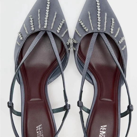 Sold ✨Host Pick✨ Zara RHINESTONE SLING BACK HEELS - Picture 5 of 15
